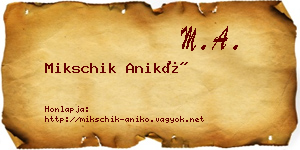 Mikschik Anikó névjegykártya